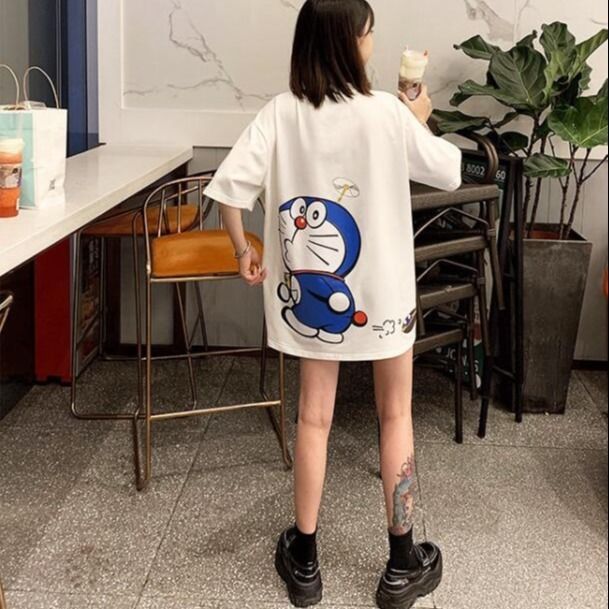 夏季休闲宽松学生原宿风中长款短袖T恤女韩版日系ins上衣服女装潮