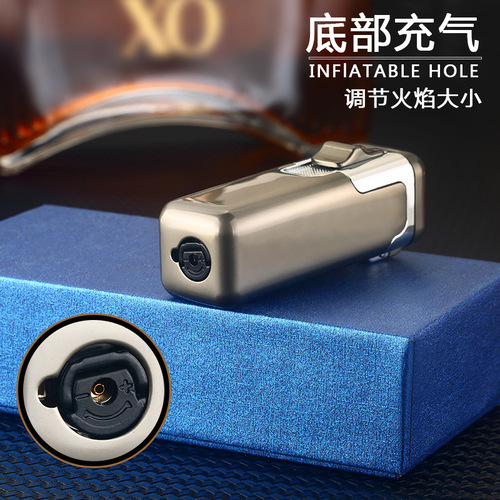 HL1005 powerful four-fire direct blue flame inflatable lighter men's metal cigar windproof gas lighter