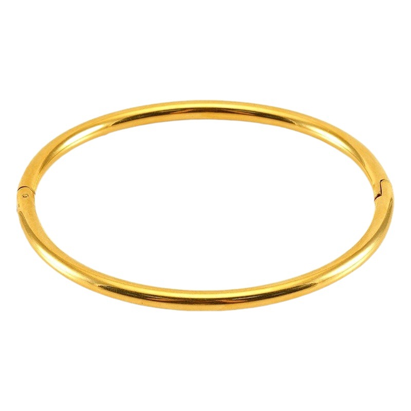 Pulsera de acero de titanio ovalada de oro simple nicho todo partido pulsera de acero inoxidable no se desvanece transfronteriza europea y americana joyería al por mayor