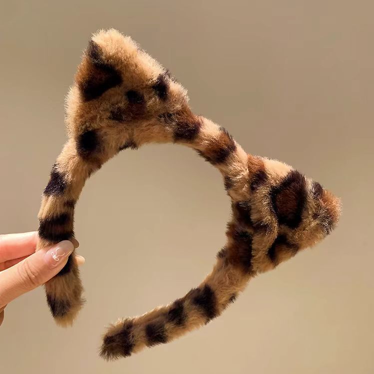 欧米のヒョウ柄の猫の耳のカチューシャ|undefined