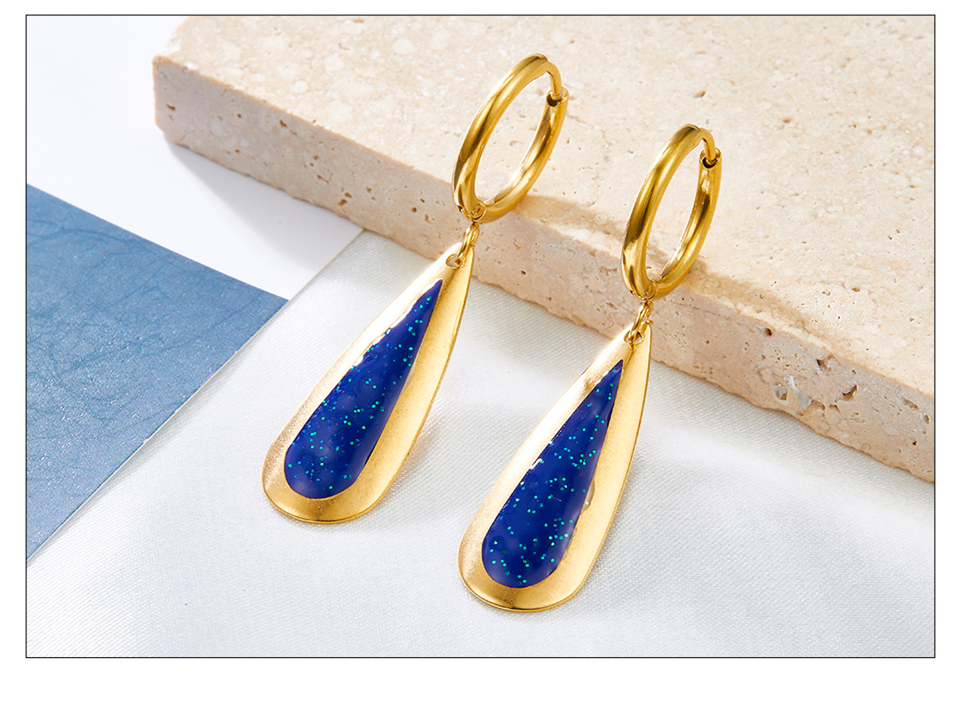 Fashion Water Droplets Heart Shape Stainless Steel Plating Drop Earrings 1 Pair