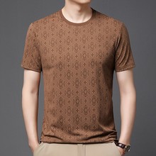 短袖T恤男士2025夏季圆百搭上衣商务宽松休闲中年爸爸吸湿排汗