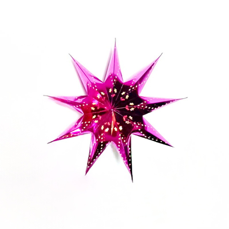 Decoración navideña Estrellas Linterna de papel Iluminación de estrella de cinco puntas Candelabro Árbol de Navidad Decoración navideña Colgante de estrella de nueve puntas