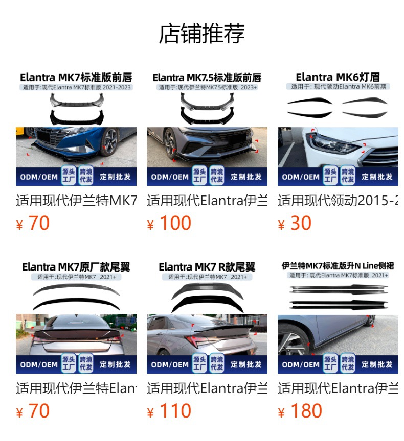 Suitable for the modern Elantra MK7.5 2023+ standard version; rear lip spoiler kit for modification