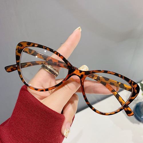 Korean style retro anti-blue light glasses cat eye popular flat mirror women's trendy personality fashion glasses frame students myopia