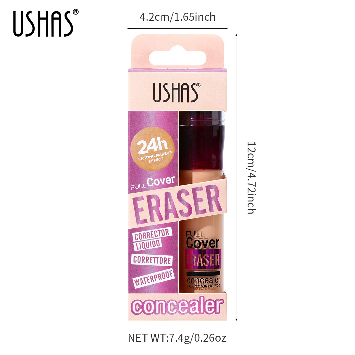 USHAS Cross-border base líquida de cabeza de esponja de 12 colores con corrector de maquillaje sin maquillaje corrector impermeable conocaler