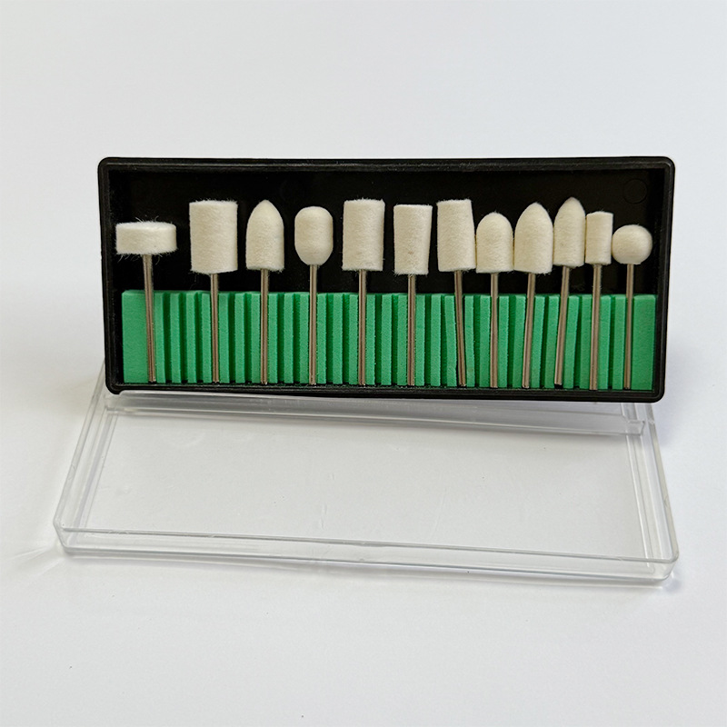 12 piezas de molienda de lana, amolador de uñas eléctrico, caja de molienda de lana, pulido de uñas