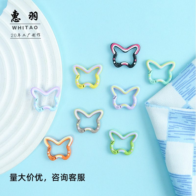 Colorful Painted Butterfly Spring Buckle Keychain DIY Accessories Handmade Material Jewelry Accessories Bag Doll Pendant