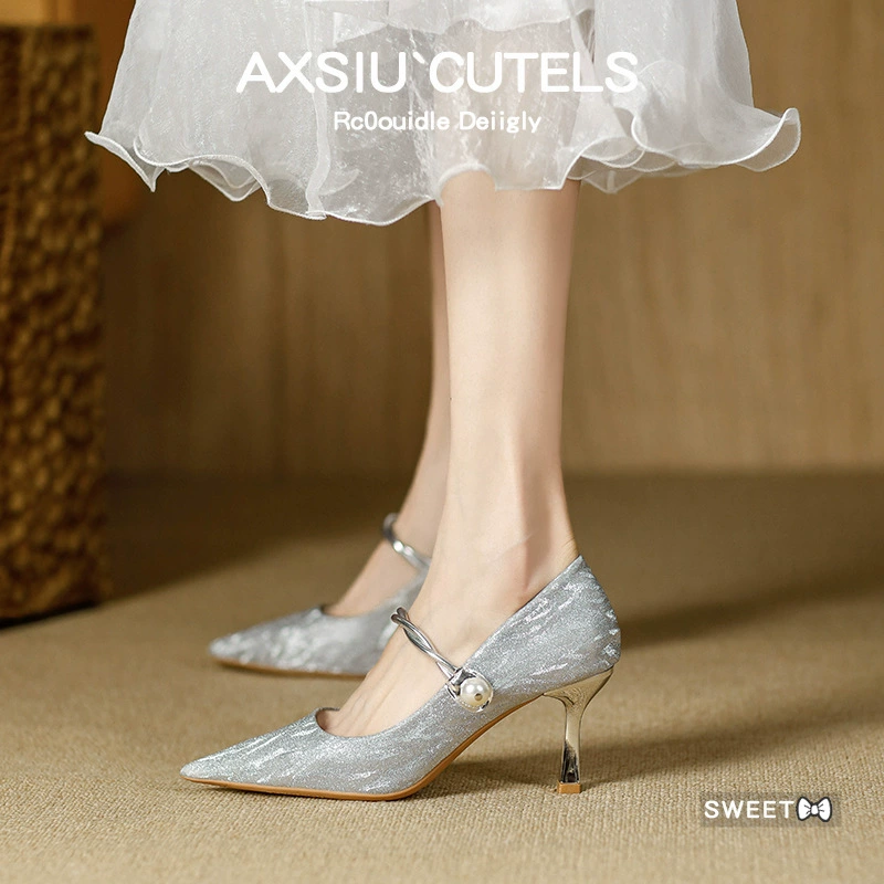 Весенне-осенние туфли Lucky Star 2025 года для женщин, новые туфли с заостренным носком, идеально подходящие к чонсаму, элегантные французские туфли на высоком каблуке 1089.