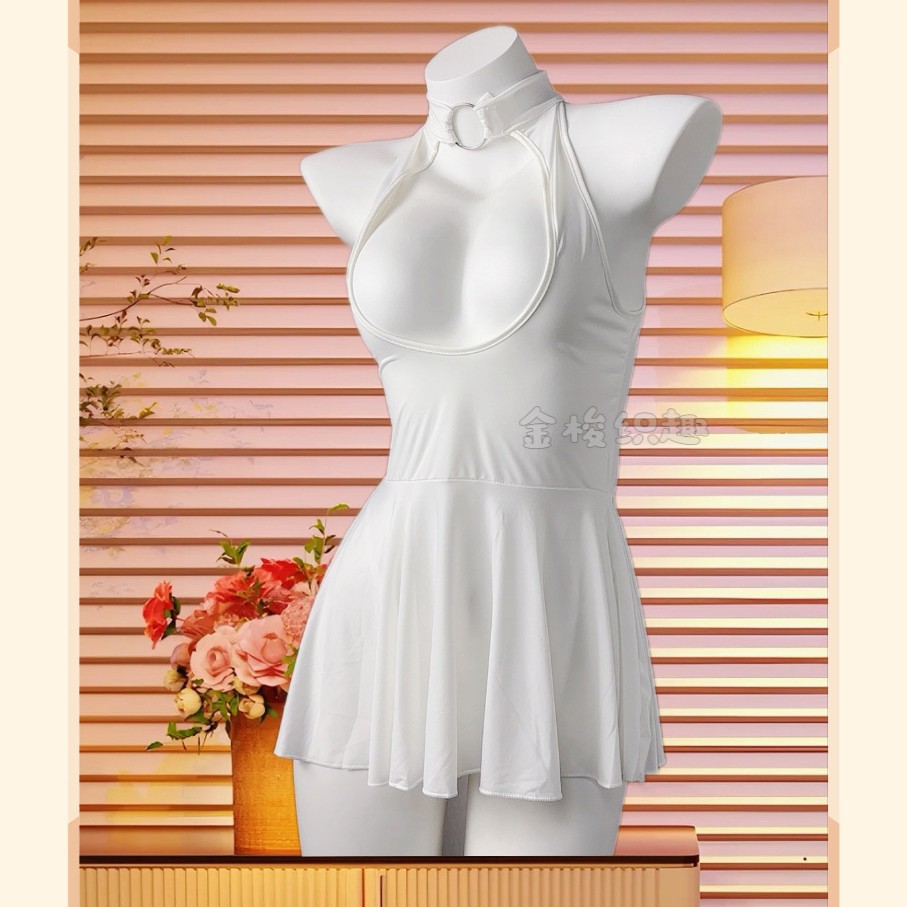 골드 우븐 섹시 속옷, 리버시블 타이트 드레스, 가슴 노출, 섹시하고 유혹적인 홀터넥 속이 빈 잠옷 238