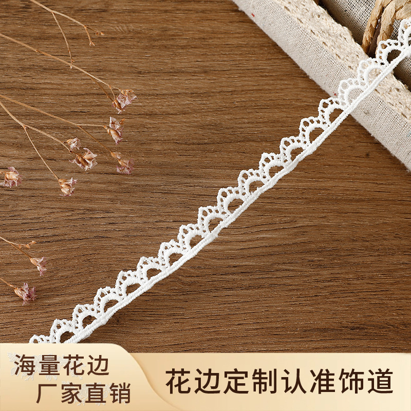 Polyester Barcode Lace Embroidery Children's Clothing Accessories DIY Dog Tooth Simple Decoration Water-Soluble Lace Trim in Stock