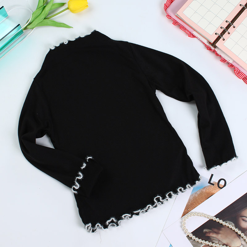 Otoño e invierno de terciopelo camisa de fondo para niños color sólido camisa de manga larga para niñas bebé cálido suéter ropa de otoño camiseta