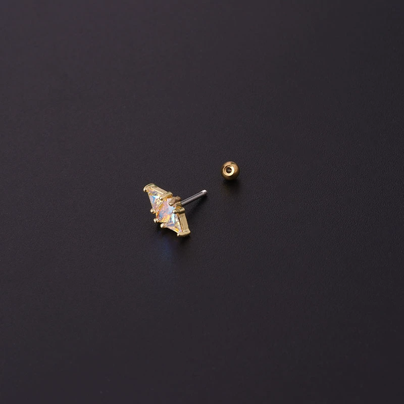 Серьга-цепочка 20G из нержавеющей стали с цирконом, безболезненна для сна, крепление 6 мм