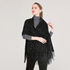 Demi-season colored cashmere, warm cloak, scarf with tassels, European style