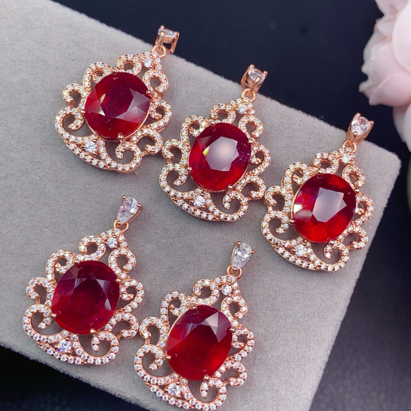 Newly burned ruby pendant