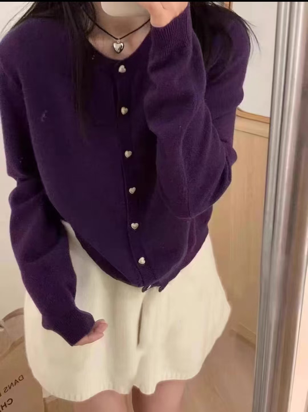 Dulce tierno amor botón rosa suéter cardigan suelta mujer coreana invierno invernal cortos abrigo de punto chaqueta superior