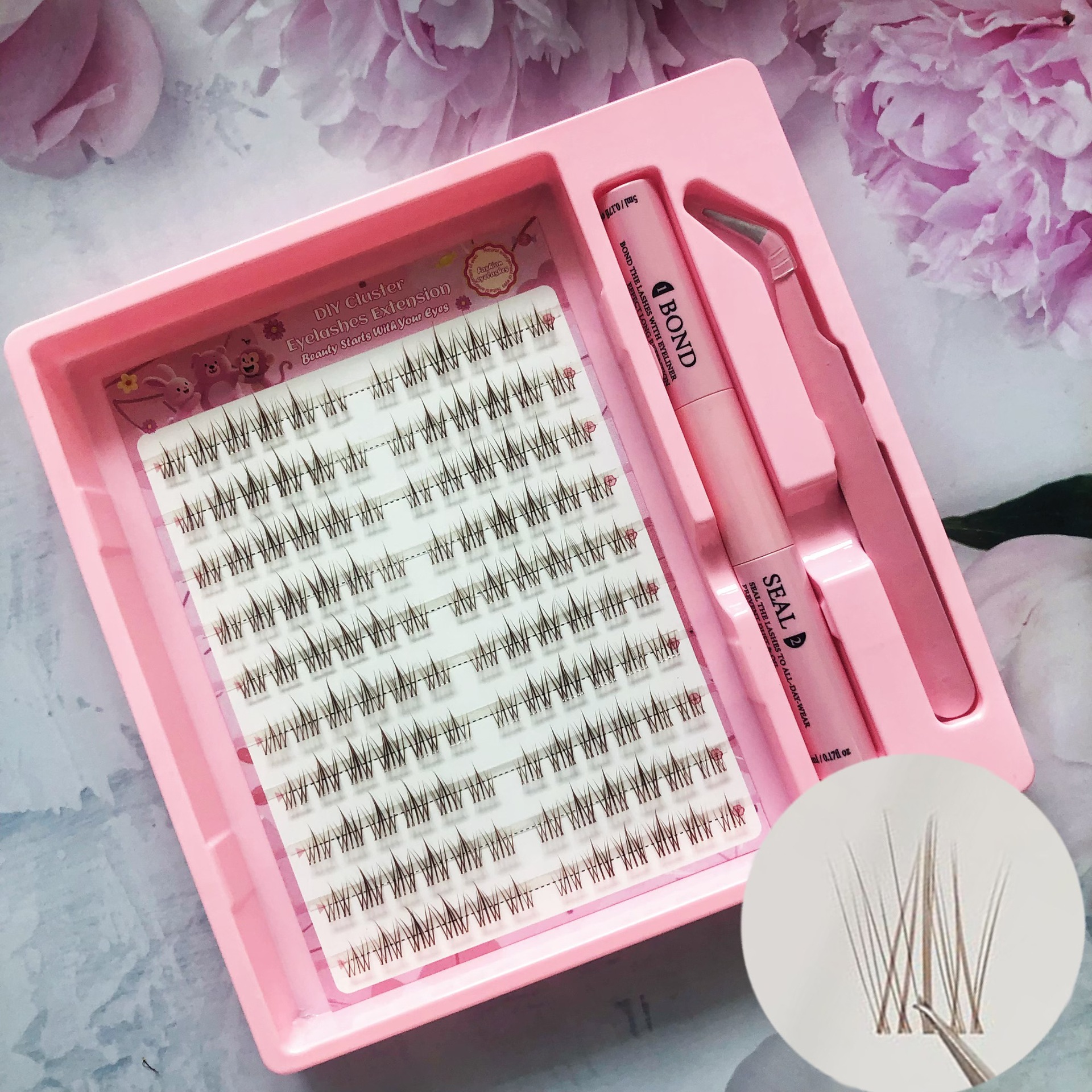 Conjunto de pestañas falsas transfronterizas de gran capacidad nuevos productos negros marrones pestañas de sol segmentación pestañas falsas perezosas