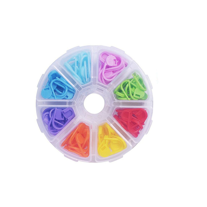 Transfronterizo 10 cuadrículas 120 piezas de plástico en caja pequeños alfileres, marcas, hebillas, suéteres, herramientas de tejido, materiales de bricolaje