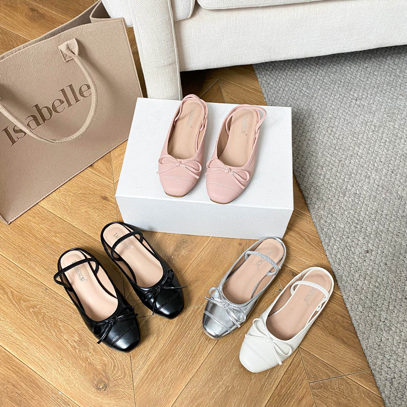 N1-15 Huidong Yixinda Square-Toe Bowknot Ballet Flat Sandals Women's Half Slippers 2026 New Model