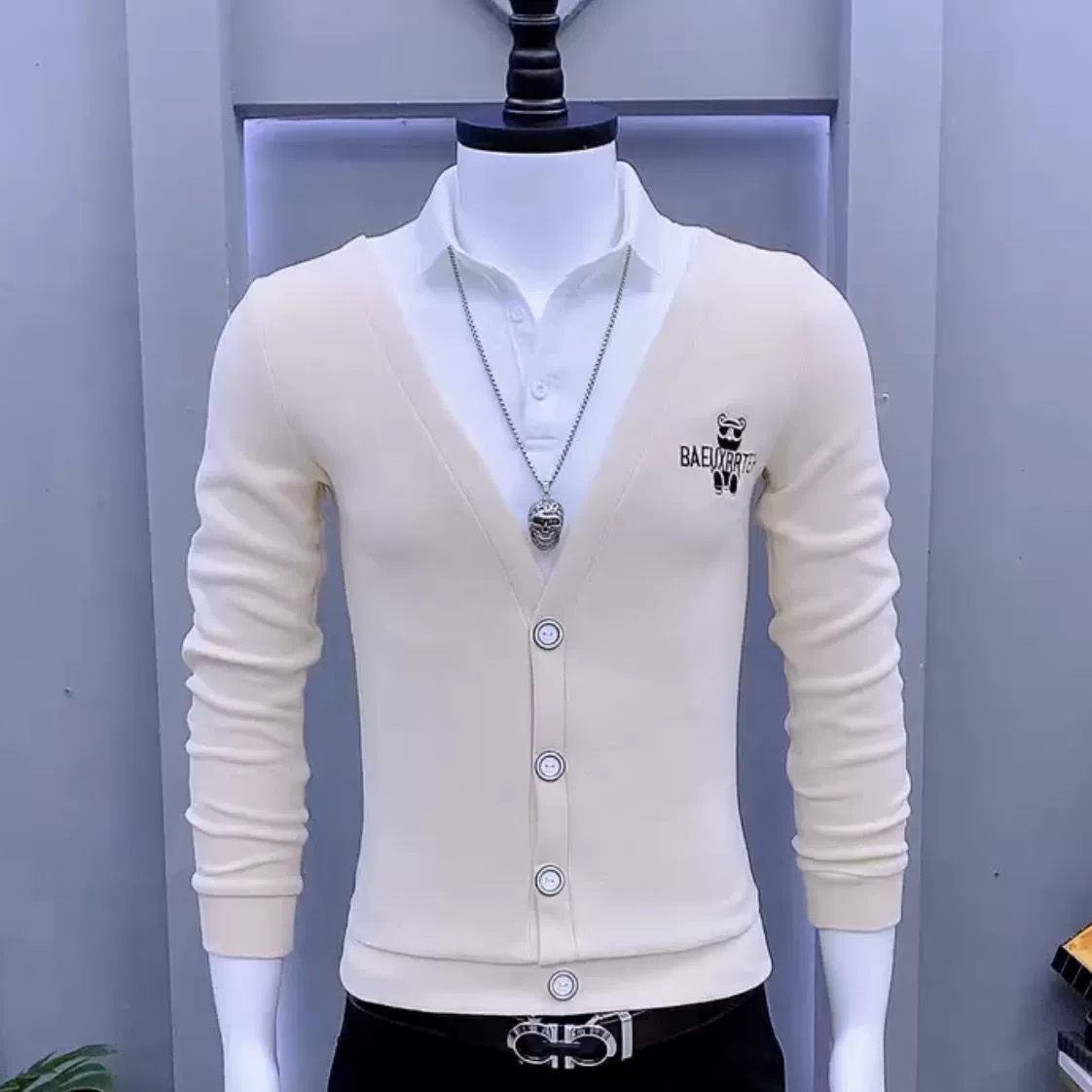 Трендовый набор, толстовка, мужская универсальная рубашка, осень, slim fit