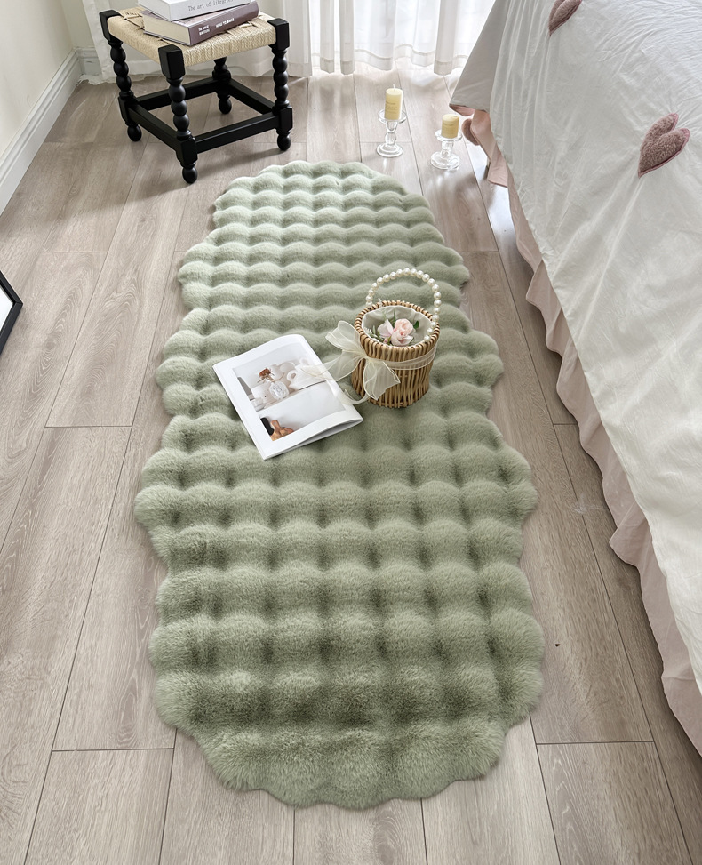 Imitation Rabbit Fur Bedroom Bedside Carpet Girl's Bedside Bubble Plush Floor Mat Bay Window Mat Living Room Coffee Table Sofa Cushion