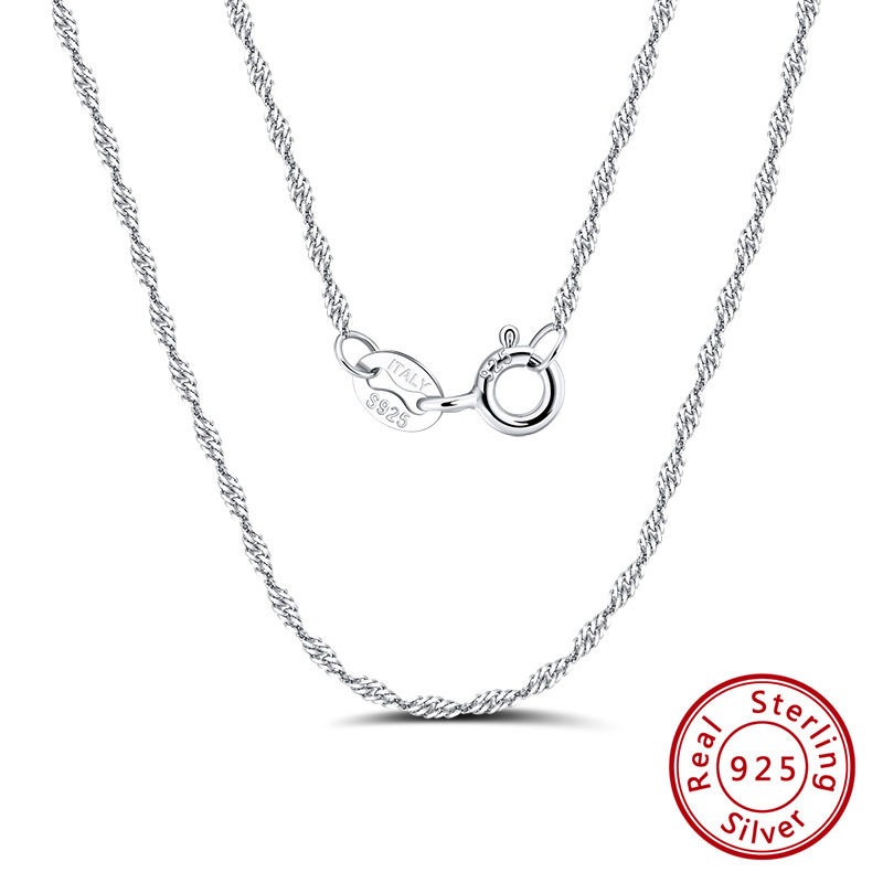 Collar exclusivo transfronterizo fábrica al por mayor de Plata de Ley 925 cadena llana cadena cubana cadena de giro del coche DIY colgante-cadena libre