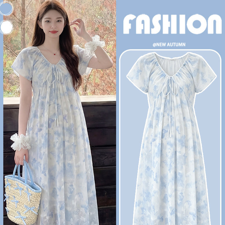 Maternity Wear 2026 New Style High-End Sparkling Butterfly Long Dress Summer Loose-Fitting Dress That Covers the Belly Without Showing Pregnancy, Elegant Dress Maternity Wear 2026 New Style High-End Sparkling Butterfly Long Dress Summer Loose-Fitting Dress That Covers the Belly Without Showing Pregnancy, Elegant Dress
