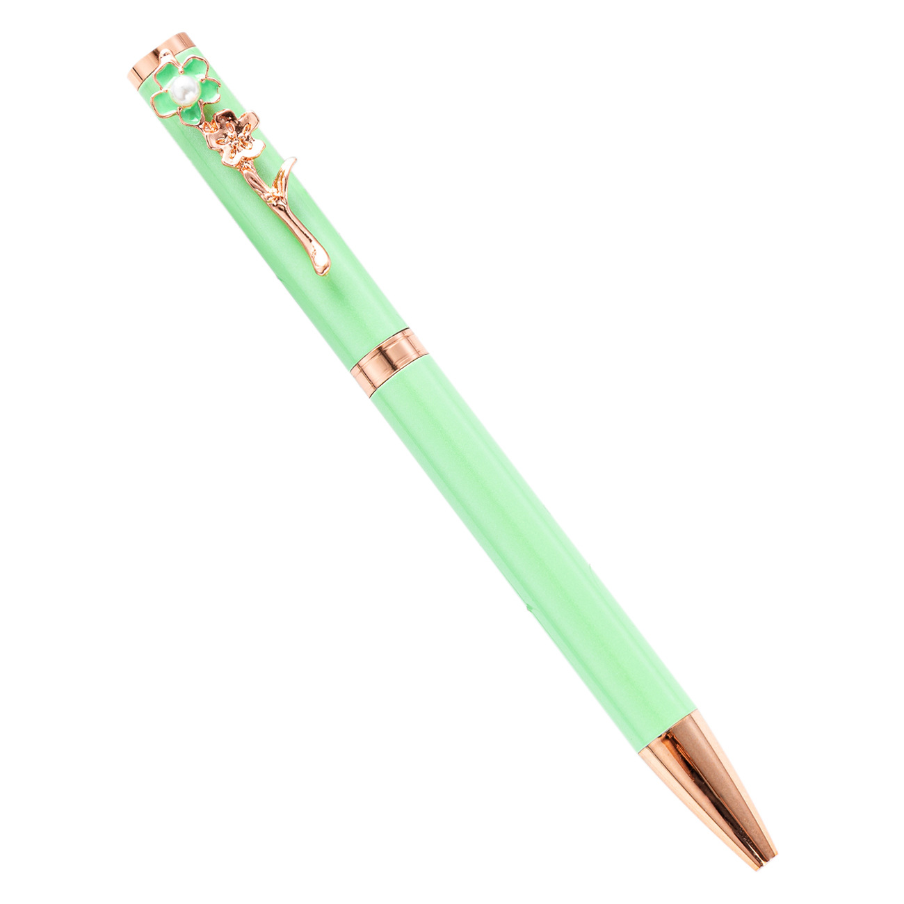 Nuevo color flor pluma clip perla bolígrafo creativo moda multicolor regalo publicidad pluma puede imprimir logo metal pluma
