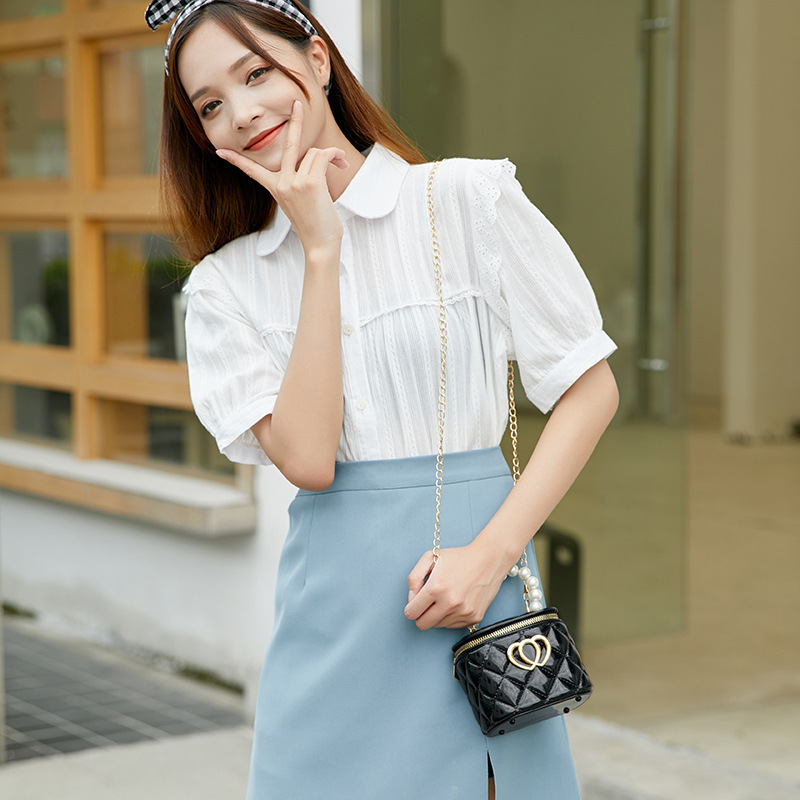 Moda mini bolso 2023 nuevo bolso de jalea de cubo de diamante doble bolso de amor decorado bolso de hombro de mujer