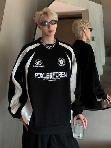 Men's Spring and Autumn American Street Style Heavyweight Trend Brand Retro Patchwork Contrast Color Loose Casual Jacket