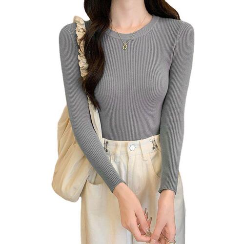 Sweater 2025 new women's tight-fitting black underlining shirt autumn and winter foreign style round collar long-sleeved sweater top