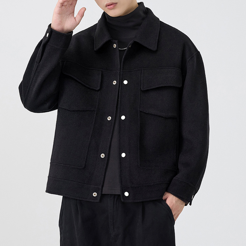 2025 invierno nuevo chaqueta de lana de doble cara chaqueta de moda para hombres chaqueta casual suelta sin