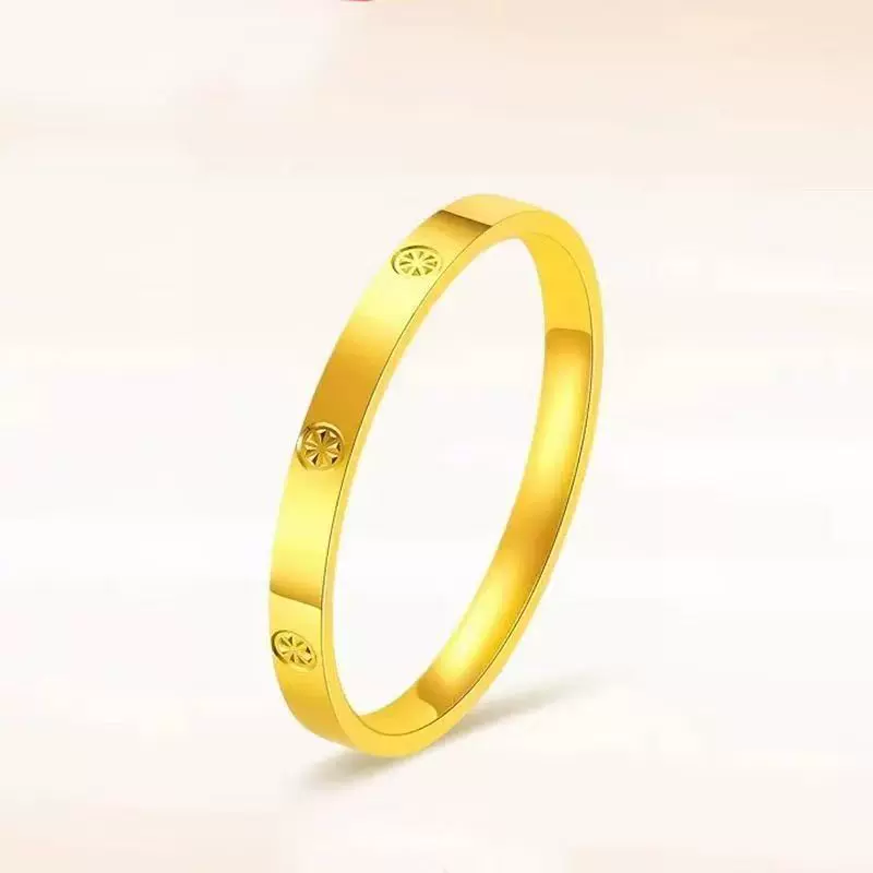 新款钛钢不掉色钻纹米字戒指女小众高级感网红经典气质情侣对戒