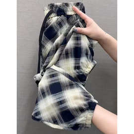 冰丝凉凉裤女夏季薄款高腰新款大码宽松遮肉休闲运动裤九分