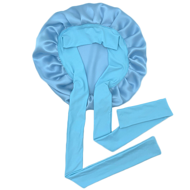 シンプルなマルベリーシルククレープサテンヘアケアつば広リボン調節可能な弾性大型シルクナイトキャップ女性の新しい帽子