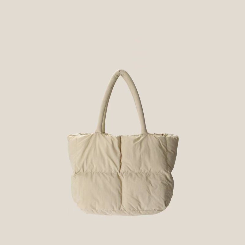 Autumn and winter women's bag rhombus tote bag puff quilted plush bag cotton pillow bag shoulder bag down handbag Autumn and winter women's bag rhombus tote bag puff quilted plush bag cotton pillow bag shoulder bag down handbag