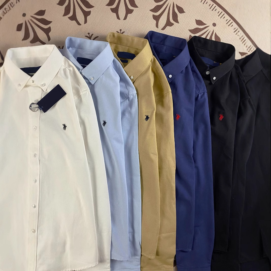 Ralph RL Pony Mark Classic Long Sleeve American Style Shirt Women's Embroidered War Horse Couple's Shirt POLO Pure Cotton Casual