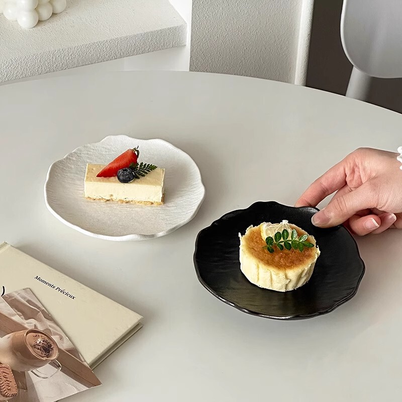 Dessert Creative Stone Pattern Breakfast Rock-Like Snack Cake Afternoon Tea Pastry Household Plate Plastic Anti-Fall Plate