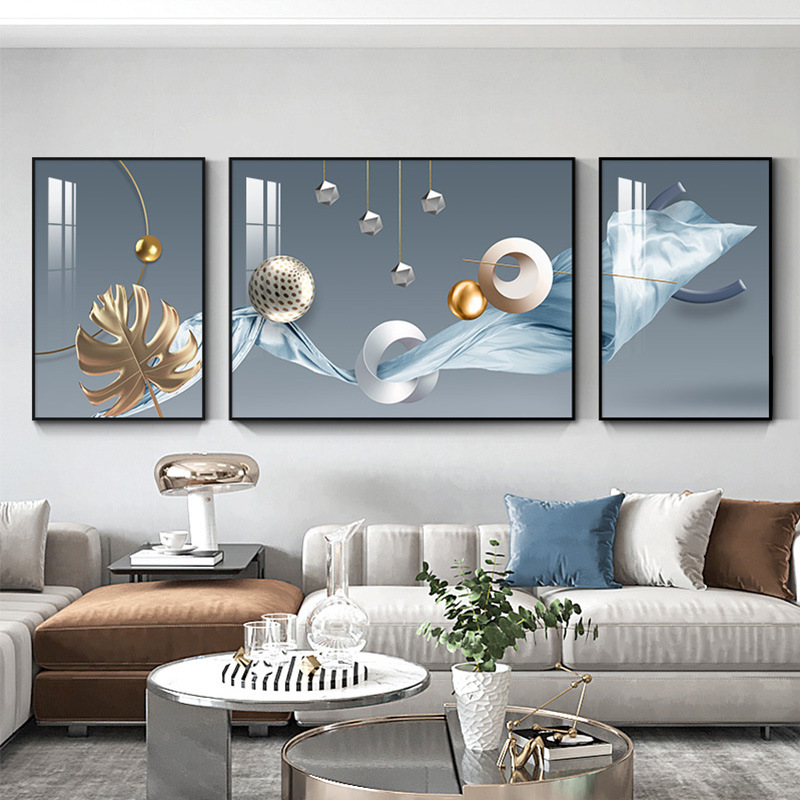 Modern Abstract Living Room Decorative Painting, Atmospheric Morandi Color Wall Art, Triptych Creative Sofa Background Wall Painting, Minimalist
