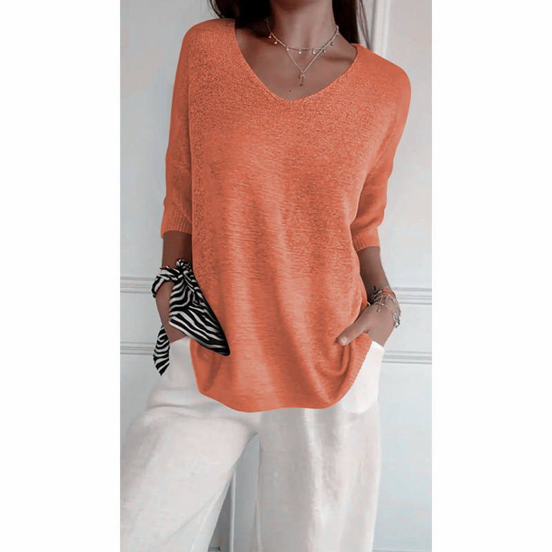 Women's Sweater 3/4 Length Sleeve Sweaters & Cardigans Simple Style Solid Color display picture 1