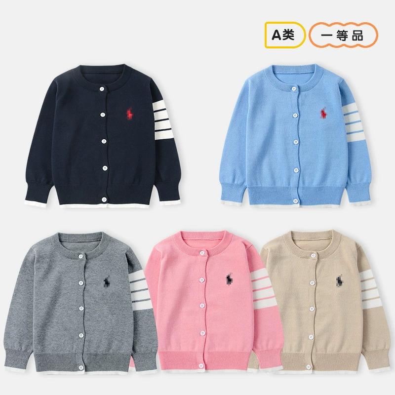 Мужская и Женская весенне-Осенняя детская одежда, свитер, модный детский хлопковый свитер с тремя полосами, Мужской Детский свитер, пуловер