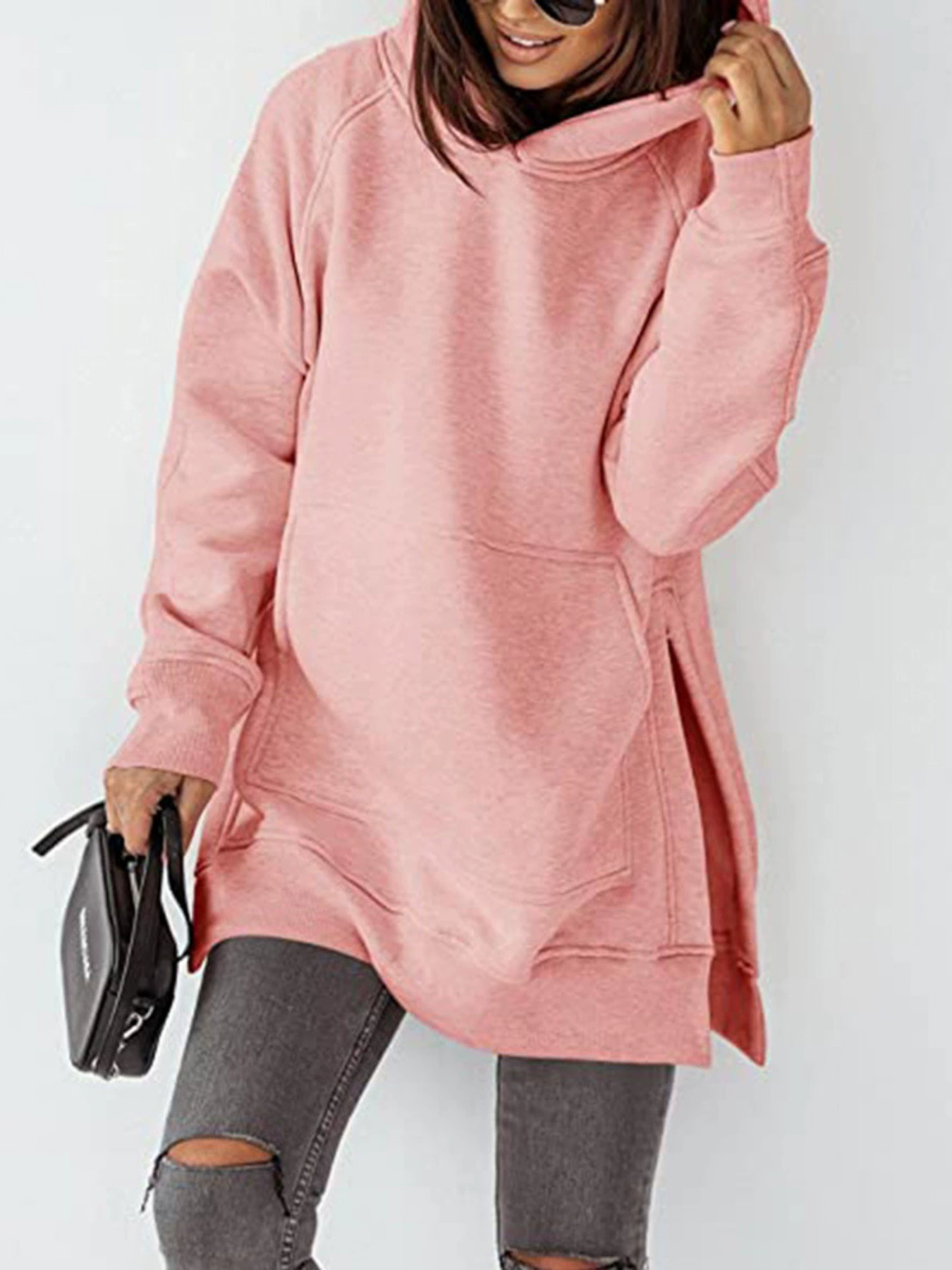Solid Color Loose Hoodie Long Sleeve Solid Color Loose cross border