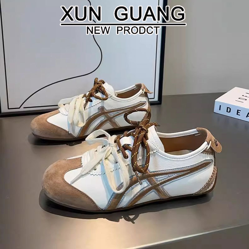 真皮内增高德训鞋女鞋2025秋季新款平底百搭糖果色休闲运动板鞋女|undefined