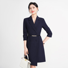 秋款长袖通勤职业西装裙高级感连衣裙气质不规则珠宝店销售工作服