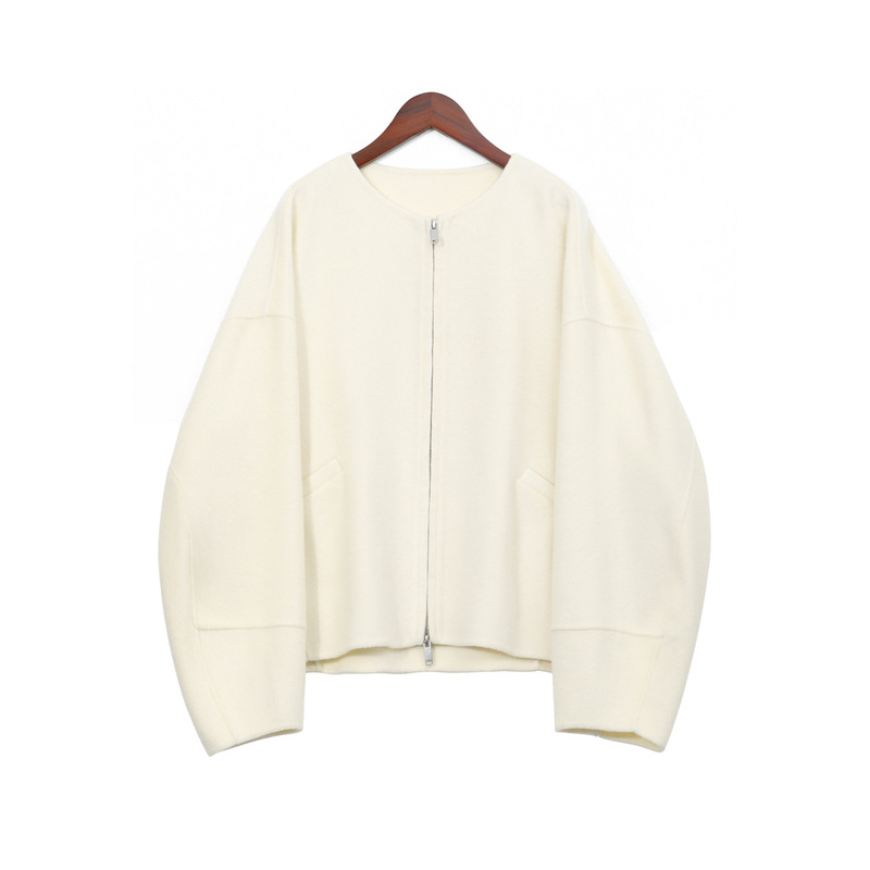 2025 Autumn and Winter Coat Wool Short Coat Double-sided Wool Wool Round Neck Loose Lazy Style Elegant Coat for Women