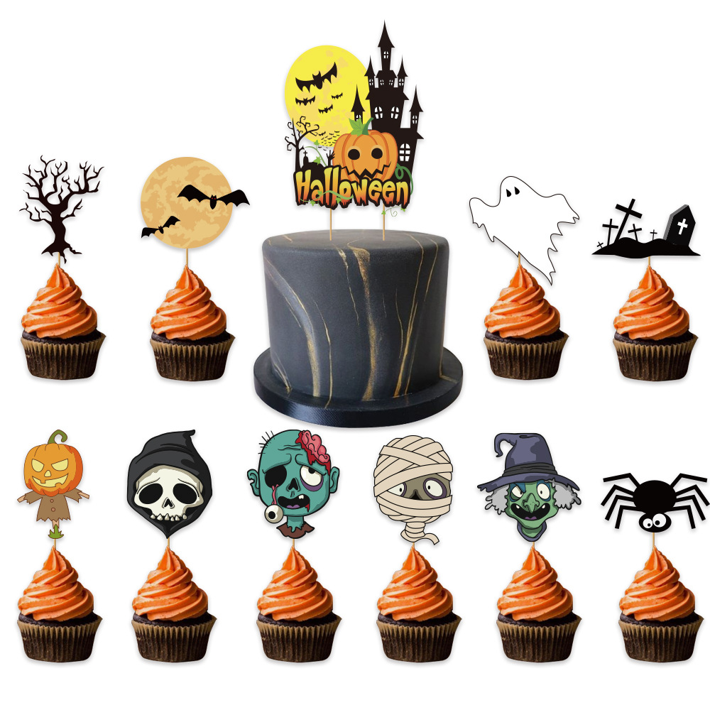 Halloween banner balloon cake insert background cloth set Pumpkin bloody Halloween party decoration_voghion.com