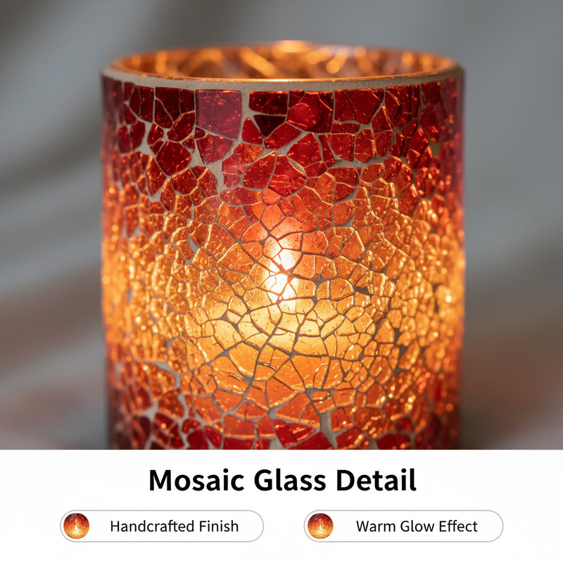 Cross-Border Mosaic Electronic Candle Wishing Candle Home Decoration Electronic Light Timer Switch