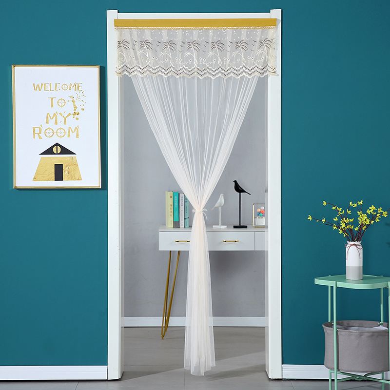 Cortina a prueba de mosquitos verano hogar velcro sin perforación cortina de encaje cortina de dormitorio cuatro estaciones universal