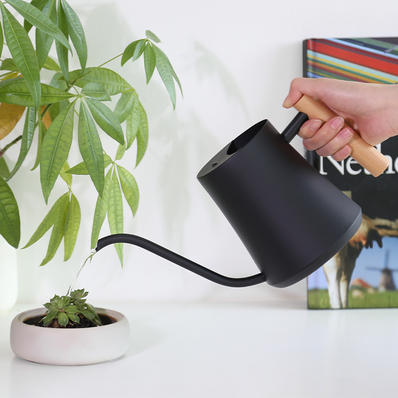 ヨーロッパ長口じょうろやかんステンレス鋼じょうろ家庭用多肉植物緑植物じょうろやかんクロスボーダー木製ハンドルじょうろやかん|undefined