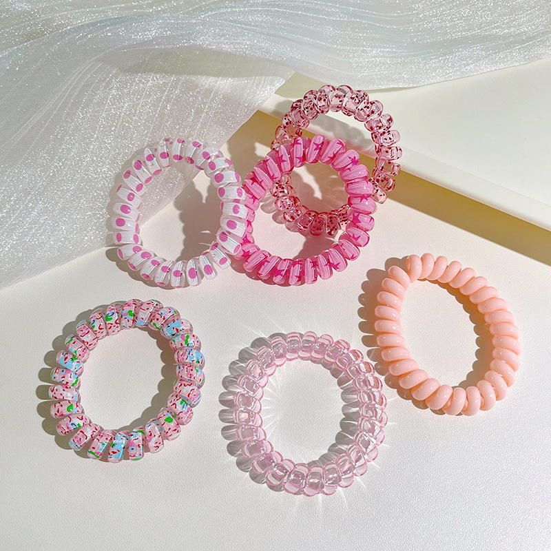 Dolce color cable telefónico cabello anillo de cabello cuerda de cabello mujer simple sin marcas cuerda de cabello no daña el cabello banda de goma cubierta de cabello